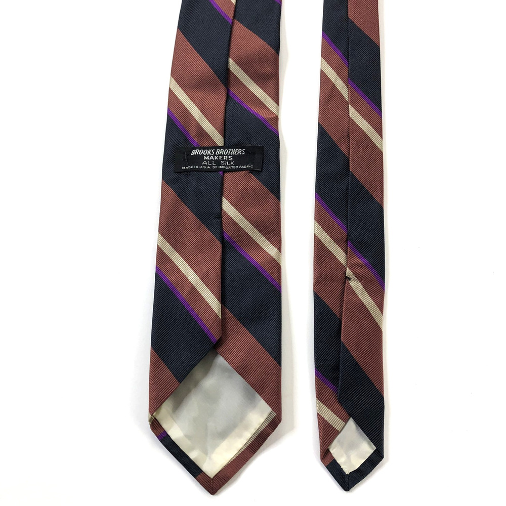 Brooks Brothers Makers All Silk 56-in Neck Tie Striped Rust Brown Black